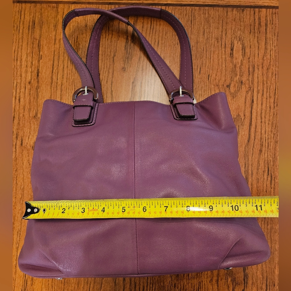 Coach Berry Purple Leather Soho Shoulder Bag w/ Double Handles & Bottom Studs - Picture 9 of 16